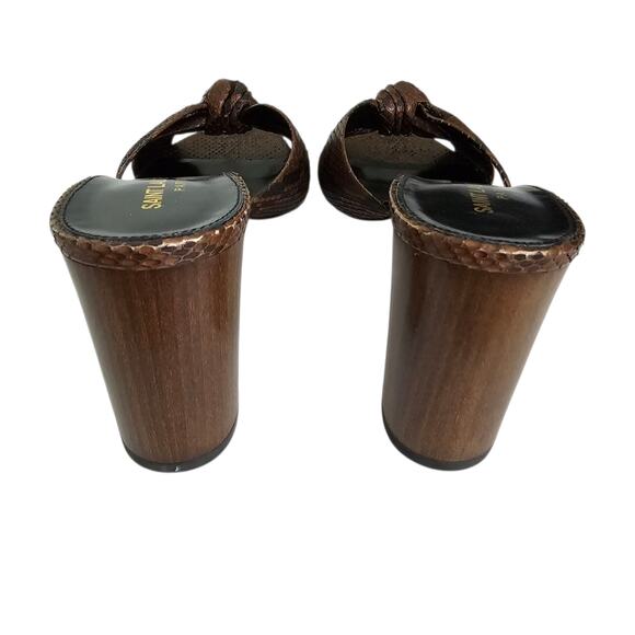 Saint Laurent Bianca Knot Snake Python Heel Sandal Mule Brown Size 41 US 11 - Picture 5 of 12